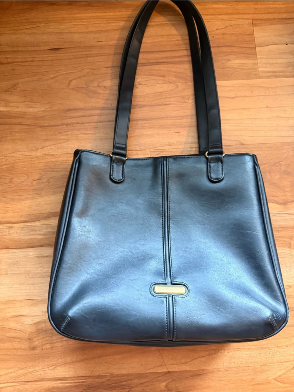 Liz Claiborne Black Tote Bag with Gold Accent